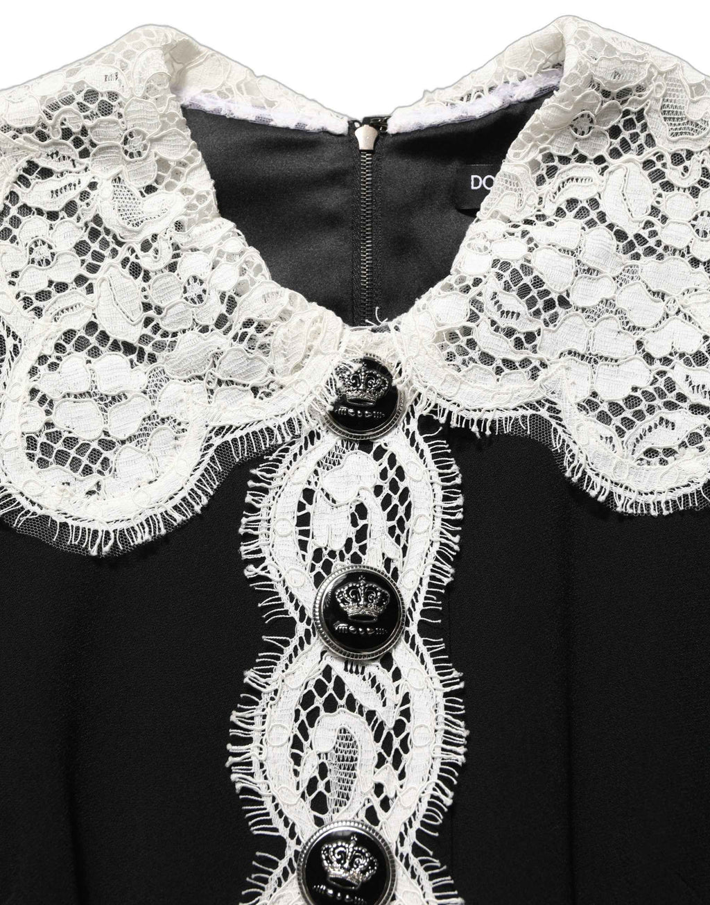 Dolce & Gabbana Black Lace Detailing Long Sleeves Midi Dress