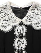 Dolce & Gabbana Black Lace Detailing Long Sleeves Midi Dress