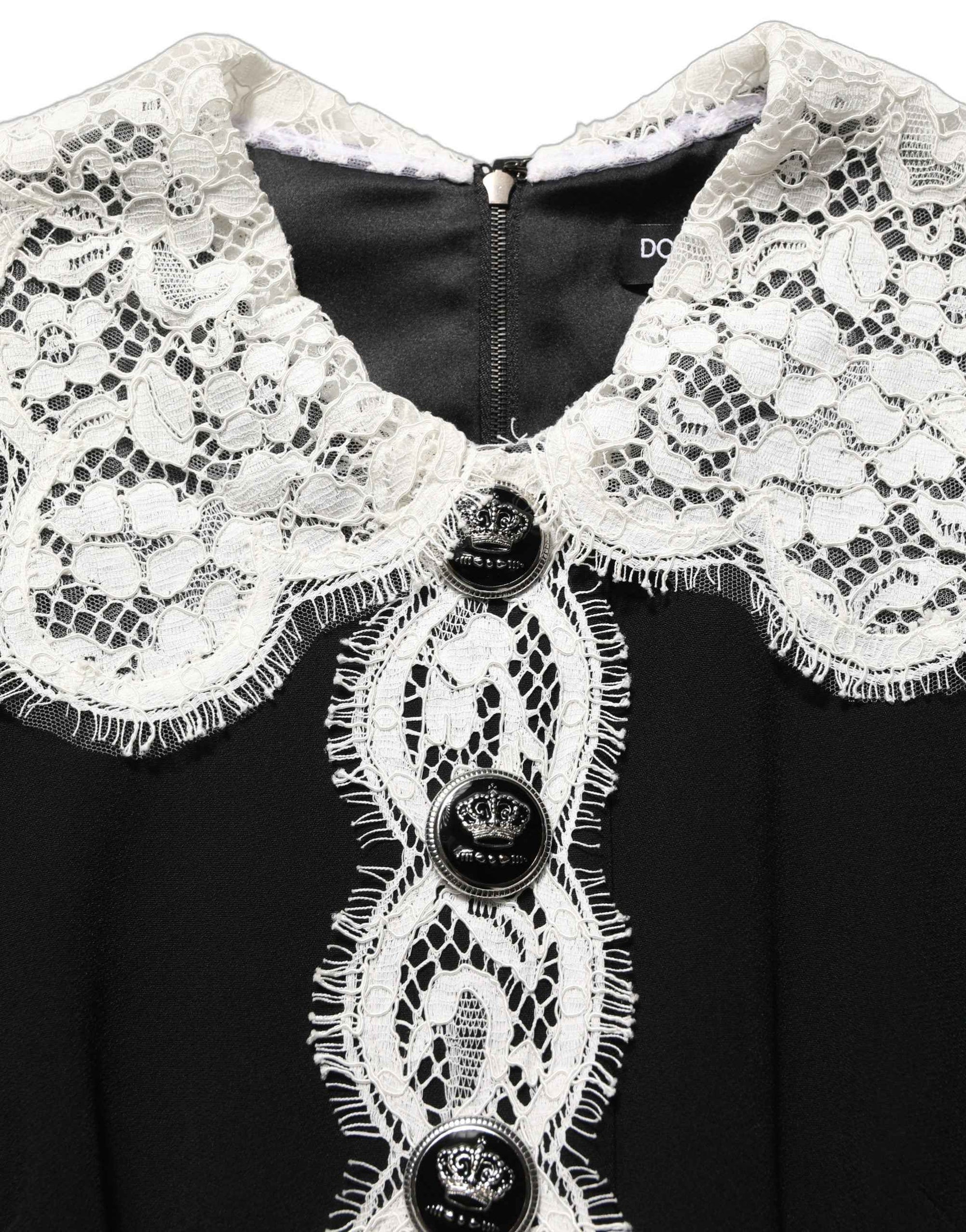 Dolce & Gabbana Black Lace Detailing Long Sleeves Midi Dress