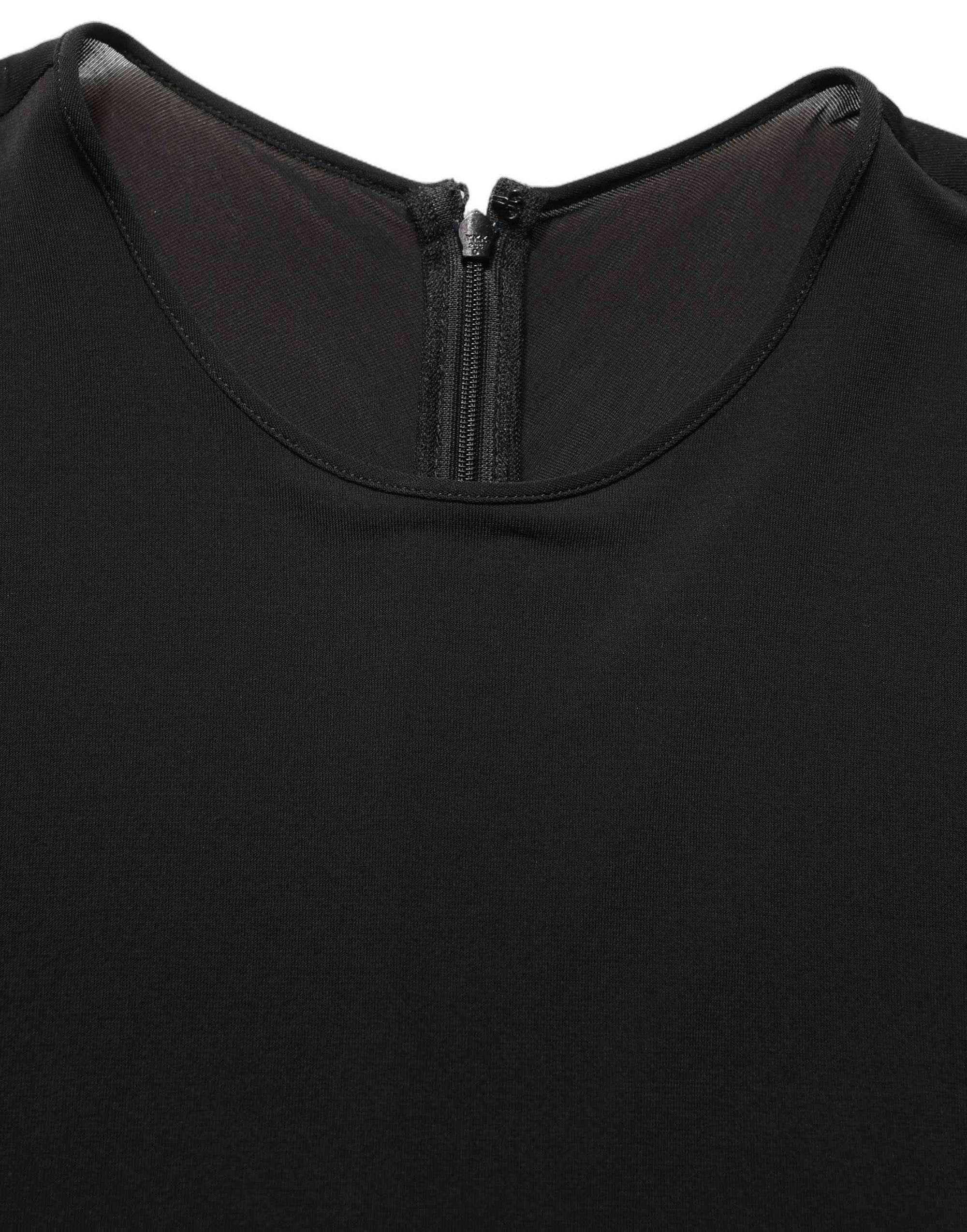 Dolce & Gabbana Black Cotton Long Sleeves Sheath Maxi Dress