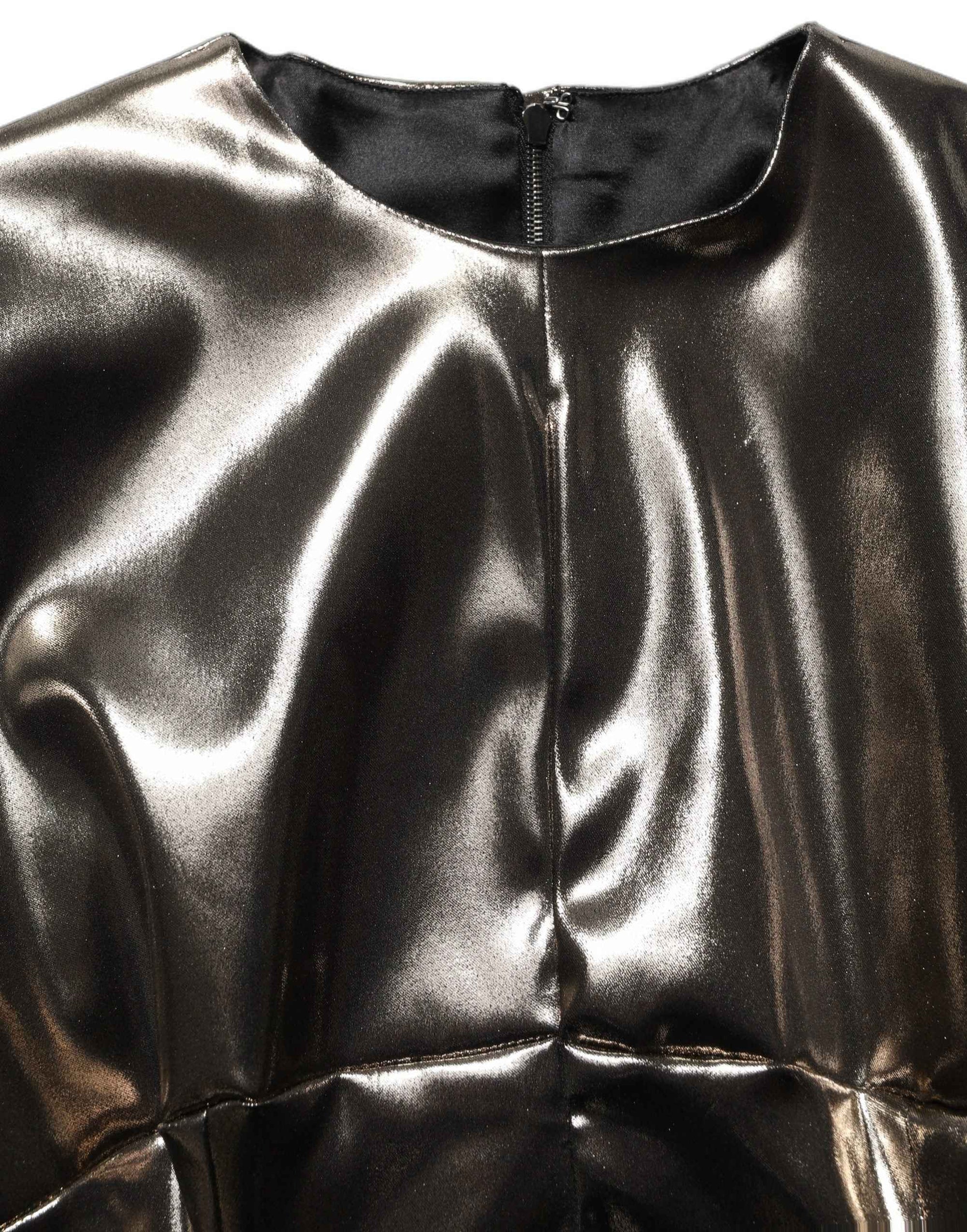 Dolce & Gabbana Metallic Gold Polyester LongSleeve Maxi Dress