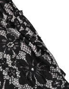 Dolce & Gabbana Black White Floral Lace Sleeveless Midi Dress