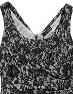 Dolce & Gabbana Black White Floral Lace Sleeveless Midi Dress
