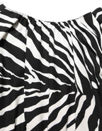 Dolce & Gabbana Black White Zebra Ruched Silk Mini Dress