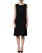 Dolce & Gabbana Black Floral Lace Sleeveless Shift Dress