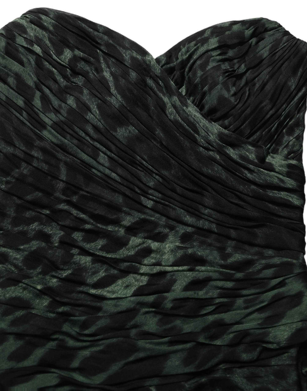 Dolce & Gabbana Green Leopard Print Bustier Draped Midi Dress