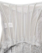 Dolce & Gabbana Gray Lace Corset Style Bodice Maxi Dress