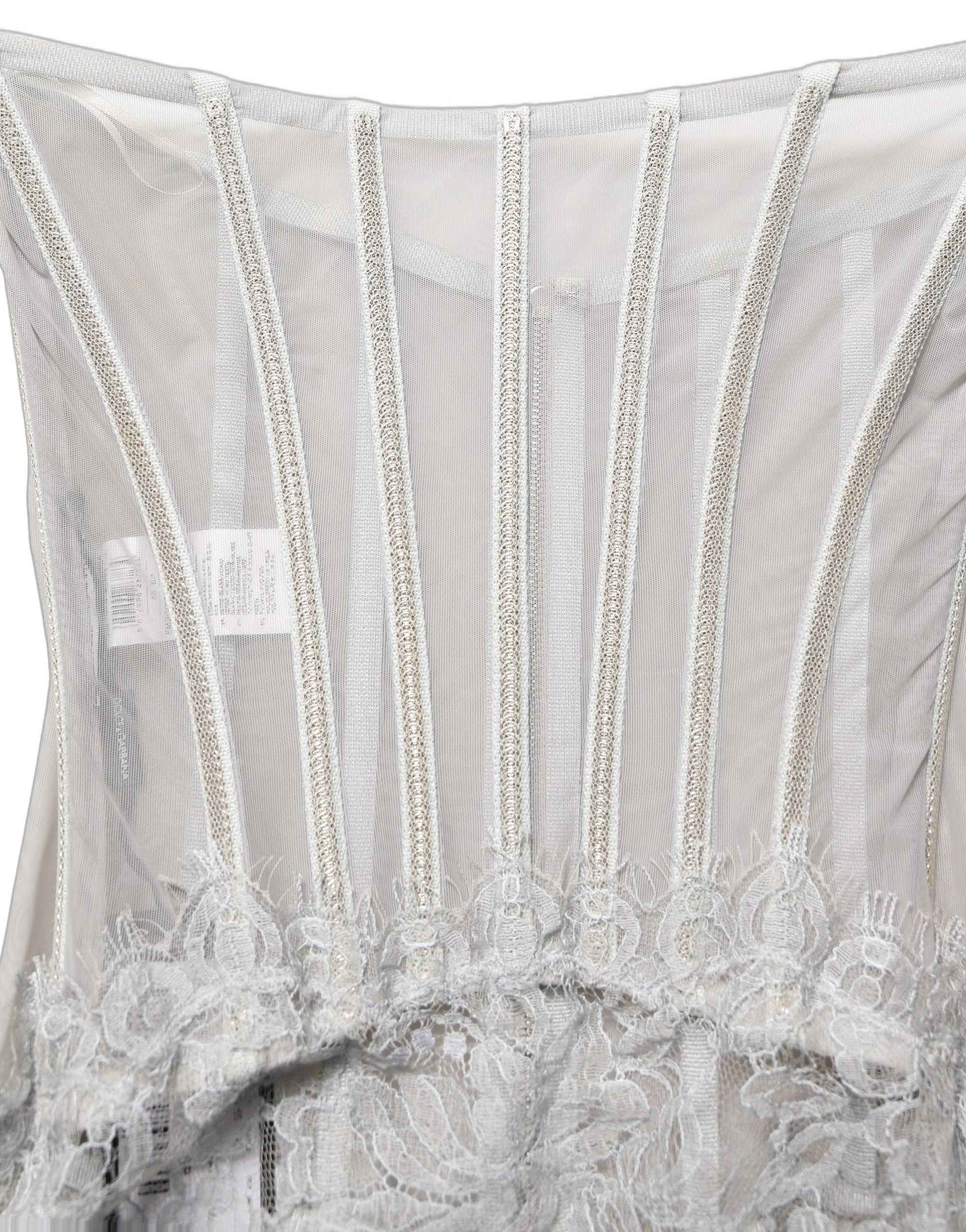 Dolce & Gabbana Gray Lace Corset Style Bodice Maxi Dress