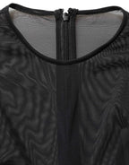 Dolce & Gabbana Black Long Sleeve Sheer Fitted Maxi Dress