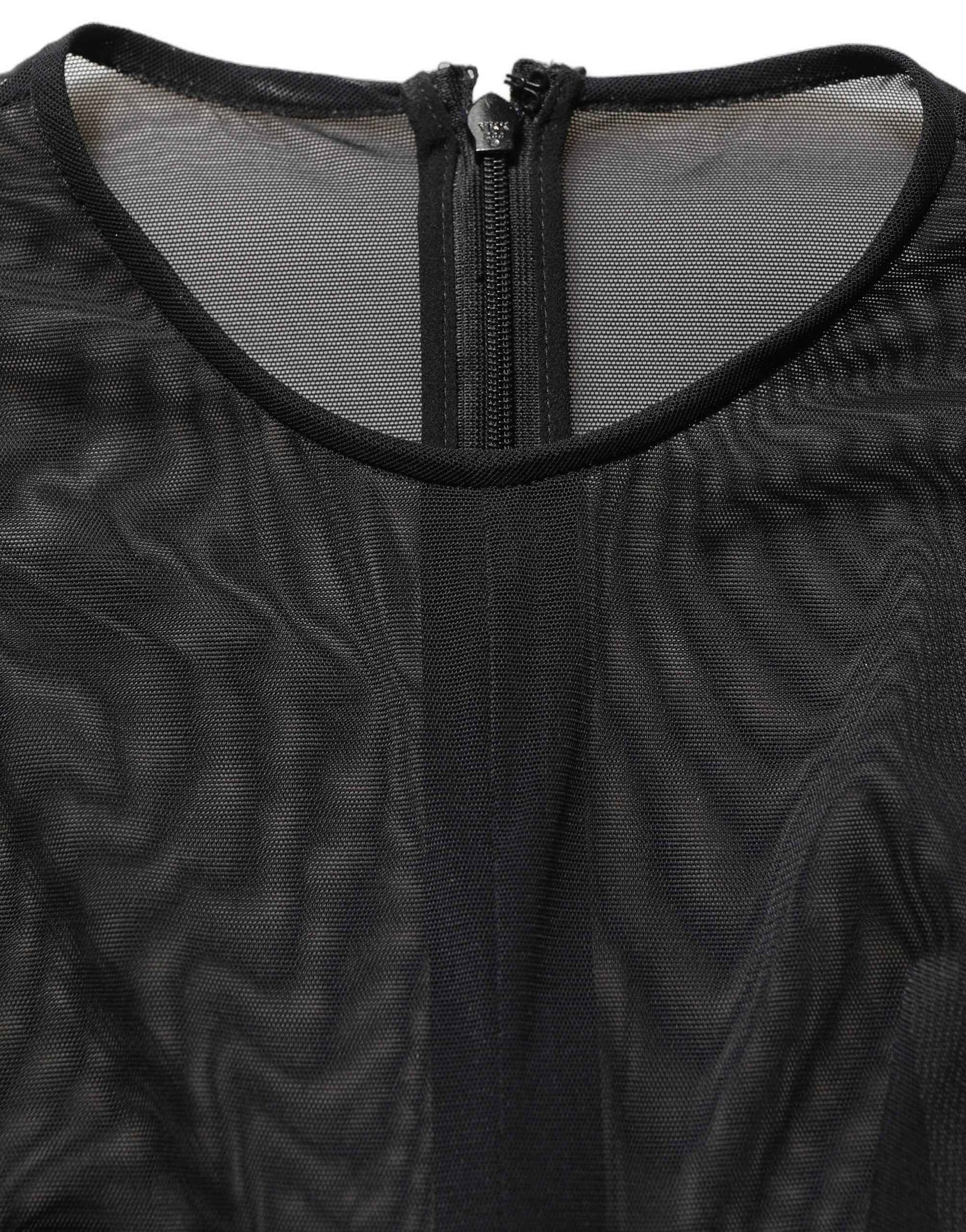 Dolce & Gabbana Black Long Sleeve Sheer Fitted Maxi Dress