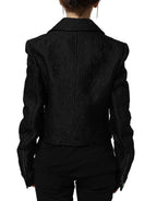 Dolce & Gabbana Black Floral Brocade Biker Blouson Jacket