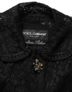 Dolce & Gabbana Black Embellished Guipure Lace Coat Jacket