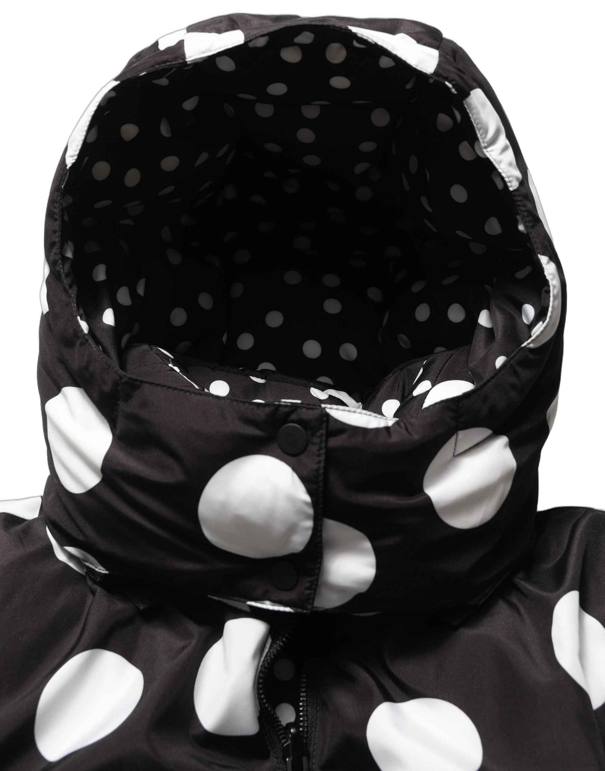 Dolce & Gabbana Black White Polka Dot Hooded Blouson Jacket
