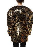 Dolce & Gabbana Black Gold Sequin Tiger Stripe Blazer Jacket