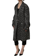 Dolce & Gabbana Black Silver Jacquard Leopard Coat Jacket