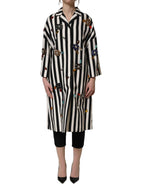 Dolce & Gabbana Black White Striped Embellished Coat Jacket