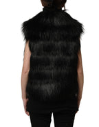 Dolce & Gabbana Black Acrylic Faux Fur Sleeveless Vest Jacket