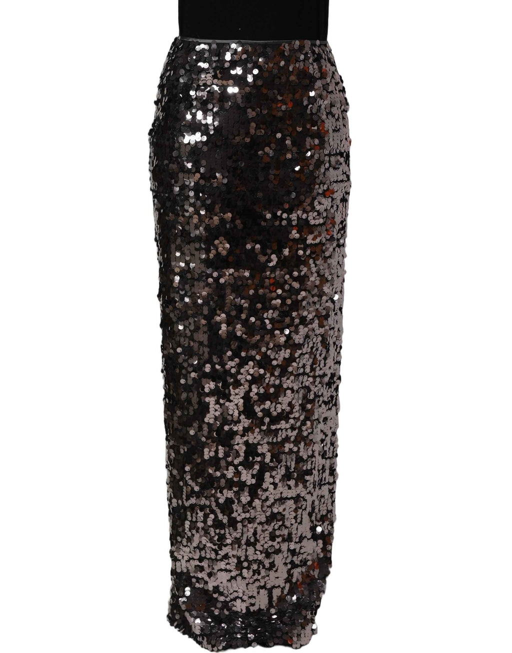 Dolce & Gabbana Brown Sequinned Embellished PencilCut Skirt