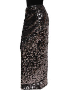 Dolce & Gabbana Brown Sequinned Embellished PencilCut Skirt