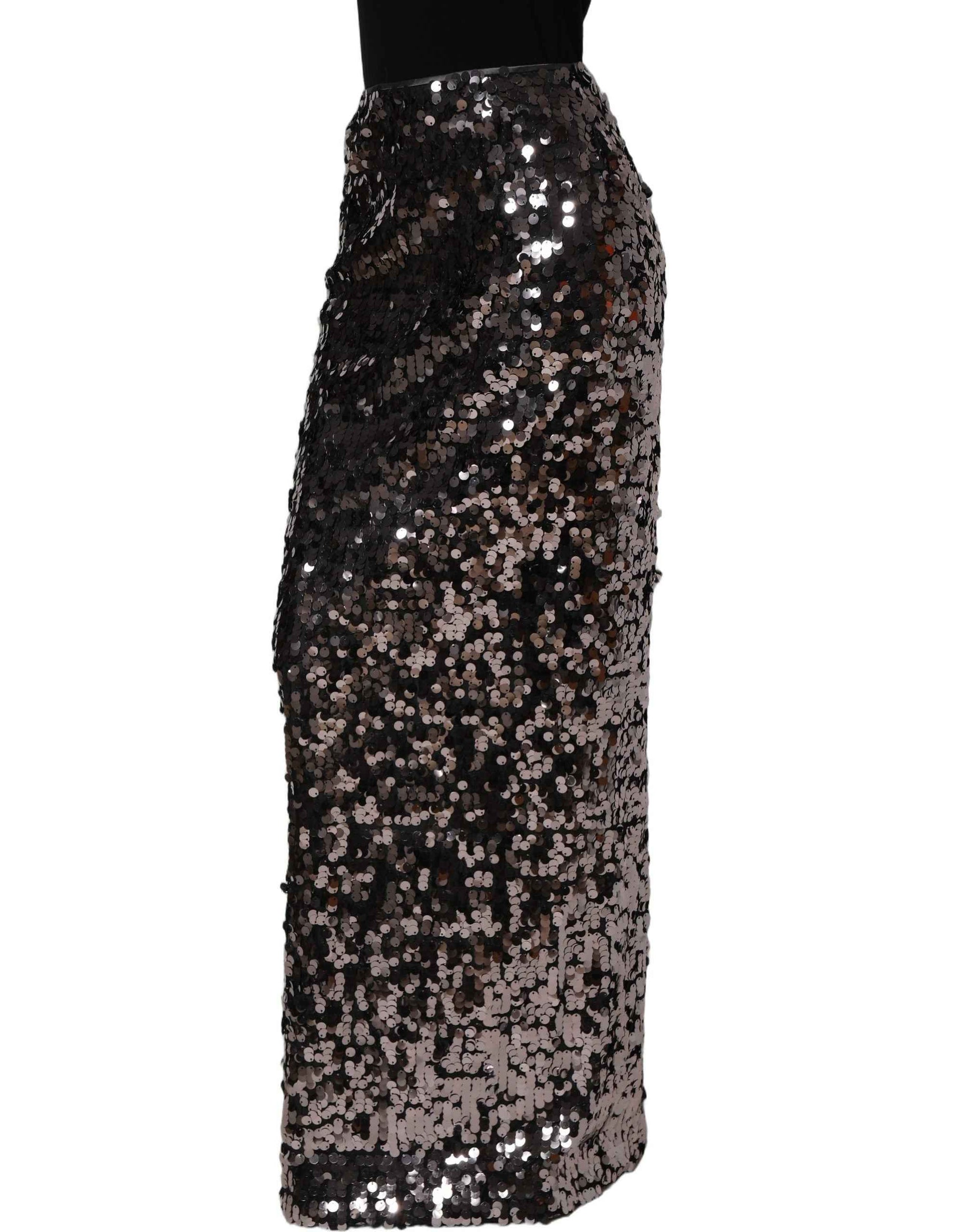 Dolce & Gabbana Brown Sequinned Embellished PencilCut Skirt