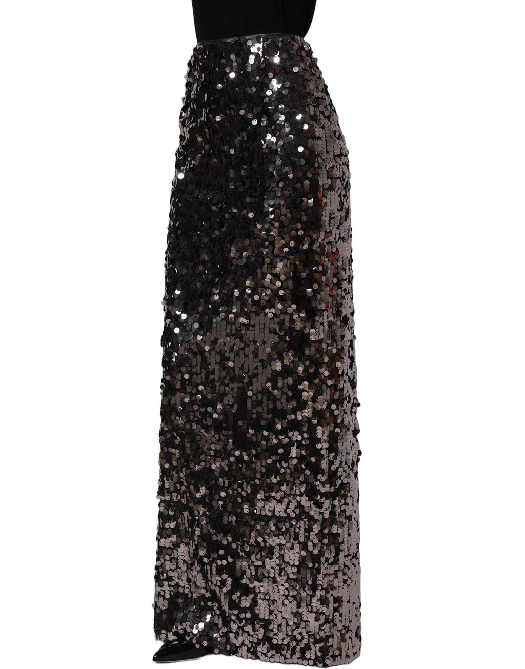 Dolce & Gabbana Brown Sequinned Embellished Pencil Cut Skirt