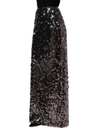 Dolce & Gabbana Brown Sequinned Embellished Pencil Cut Skirt