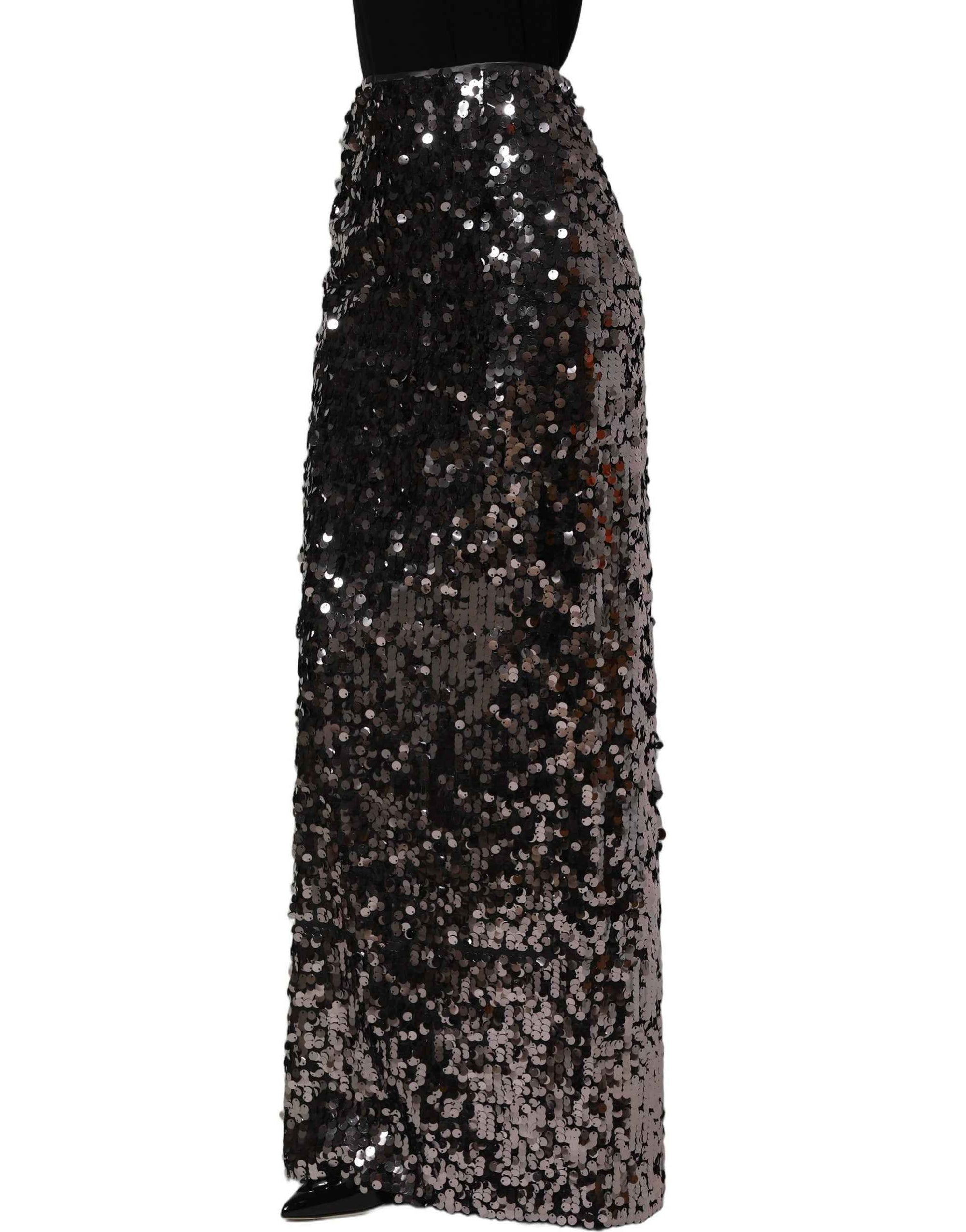 Dolce & Gabbana Brown Sequinned Embellished Pencil Cut Skirt