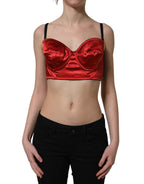Dolce & Gabbana Red Polyester Satin Bustier Cropped Tank Top