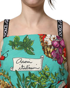 Dolce & Gabbana Multicolor Silk Vegetable Print Cropped Top