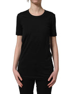 Dolce & Gabbana Black Cotton Short Sleeves Crew Neck T-shirt
