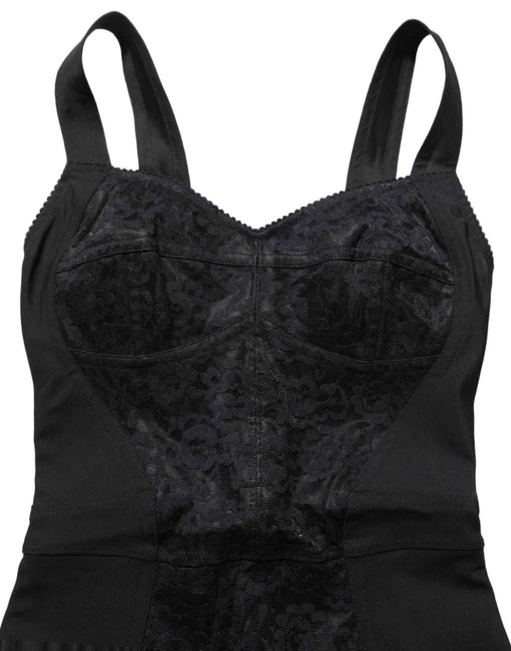 Dolce & Gabbana Black Floral Lace Corset Bodycon Bodysuit