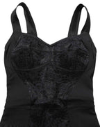 Dolce & Gabbana Black Floral Lace Corset Bodycon Bodysuit