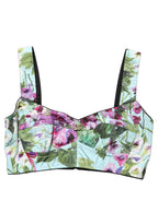 Dolce & Gabbana Multicolor Floral Cropped Bustier Tank Top