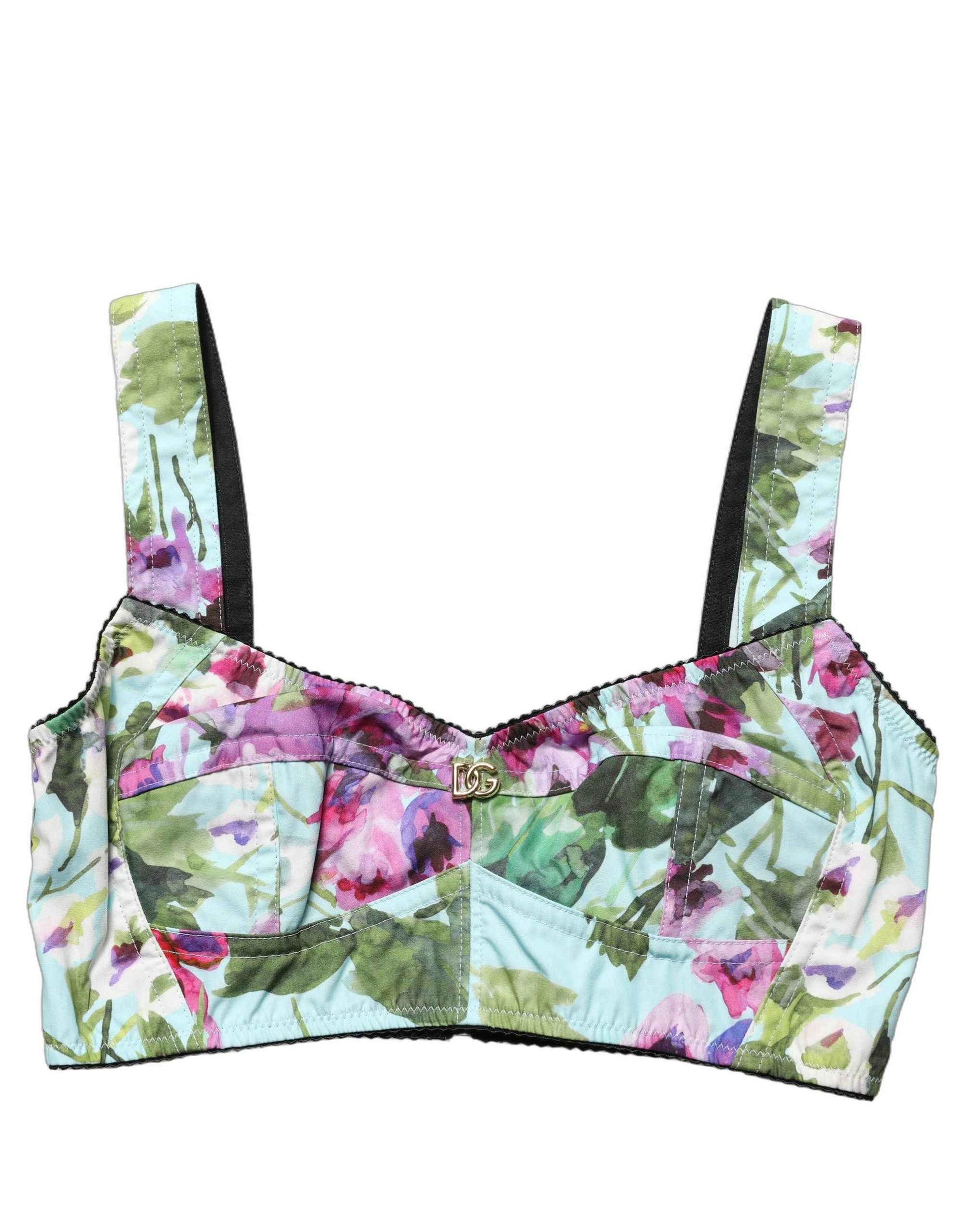 Dolce & Gabbana Multicolor Floral Cropped Bustier Tank Top