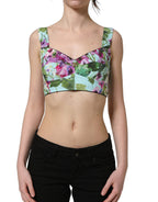 Dolce & Gabbana Multicolor Floral Cropped Bustier Tank Top