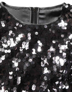 Dolce & Gabbana Black Sequined Long Sleeves Crop Blouse Top