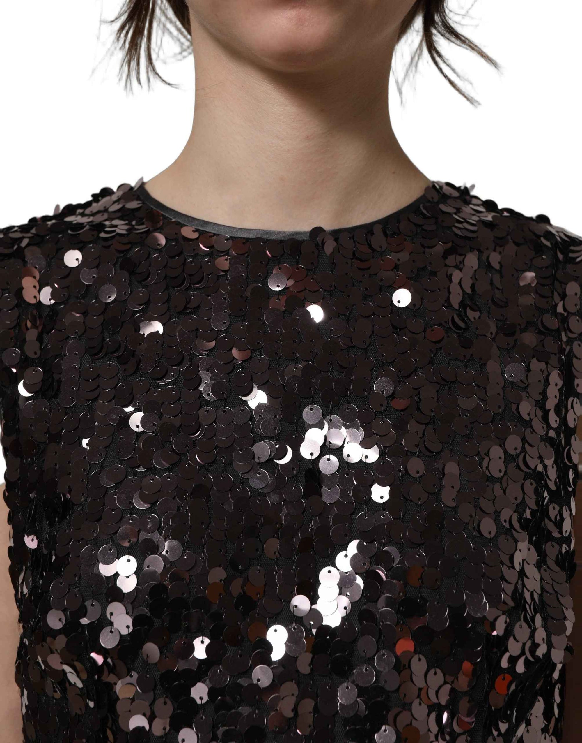 Dolce & Gabbana Purple Sequined Sleeveless Cropped Tank Top