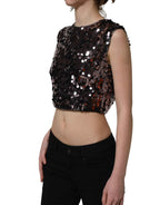 Dolce & Gabbana Purple Sequined Sleeveless Cropped Tank Top