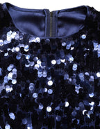 Dolce & Gabbana Blue Sequined Sleeveless Cropped Tank Top