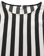 Dolce & Gabbana Black White Stripes Round Neck Blouse Top