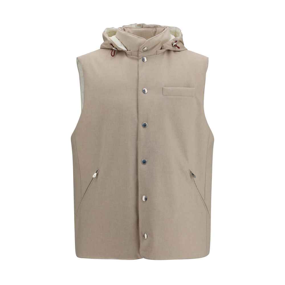 Brunello Cucinelli Beige Wool Oves Aries Sleeveless Jacket