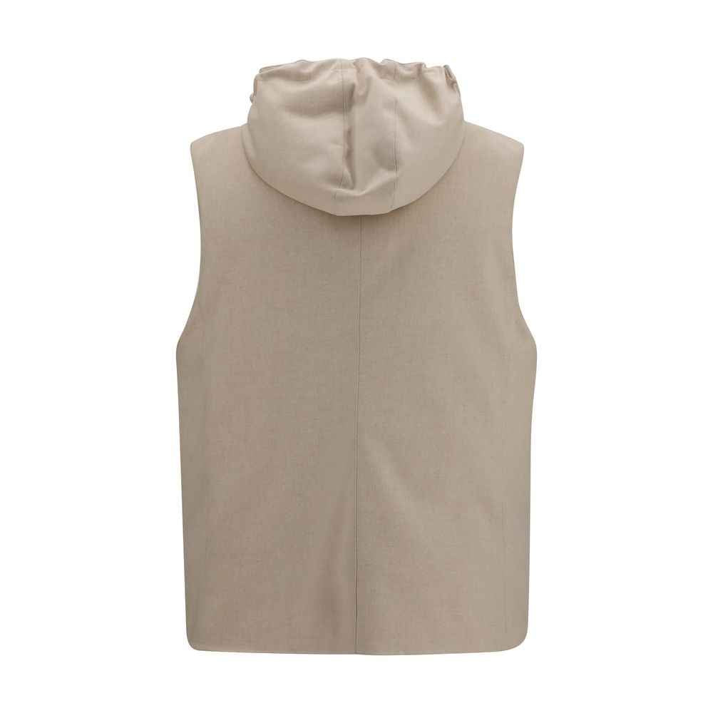 Brunello Cucinelli Beige Wool Oves Aries Sleeveless Jacket