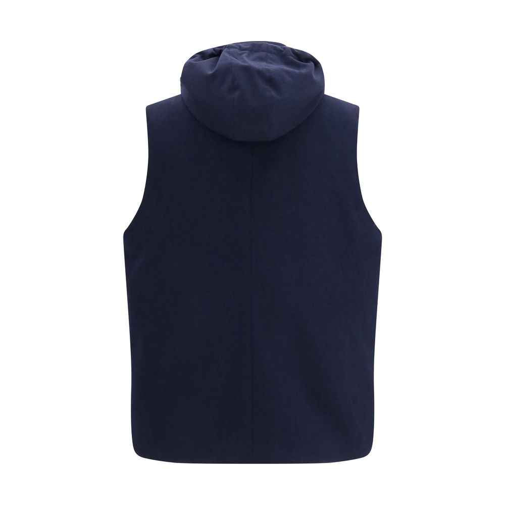 Brunello Cucinelli Blue Wool Oves Aries Sleeveless Jacket