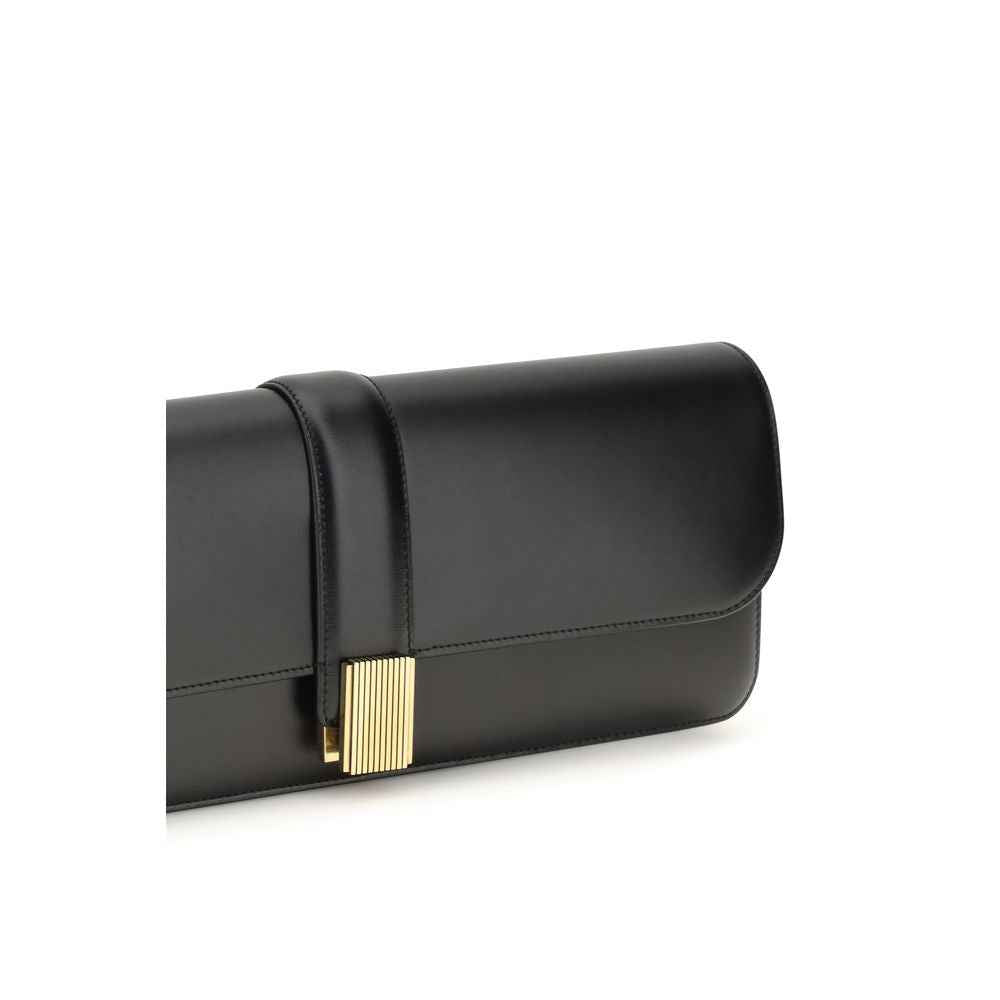 Khaite Black Calf Leather Bos Taurus Clutch Bag