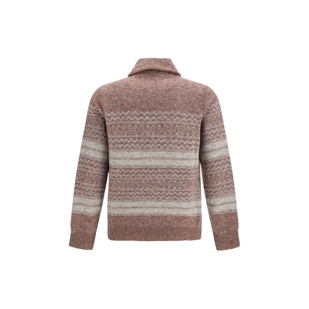 Brunello Cucinelli Bordeaux Alpaca Vicugna Pacos Cardigan