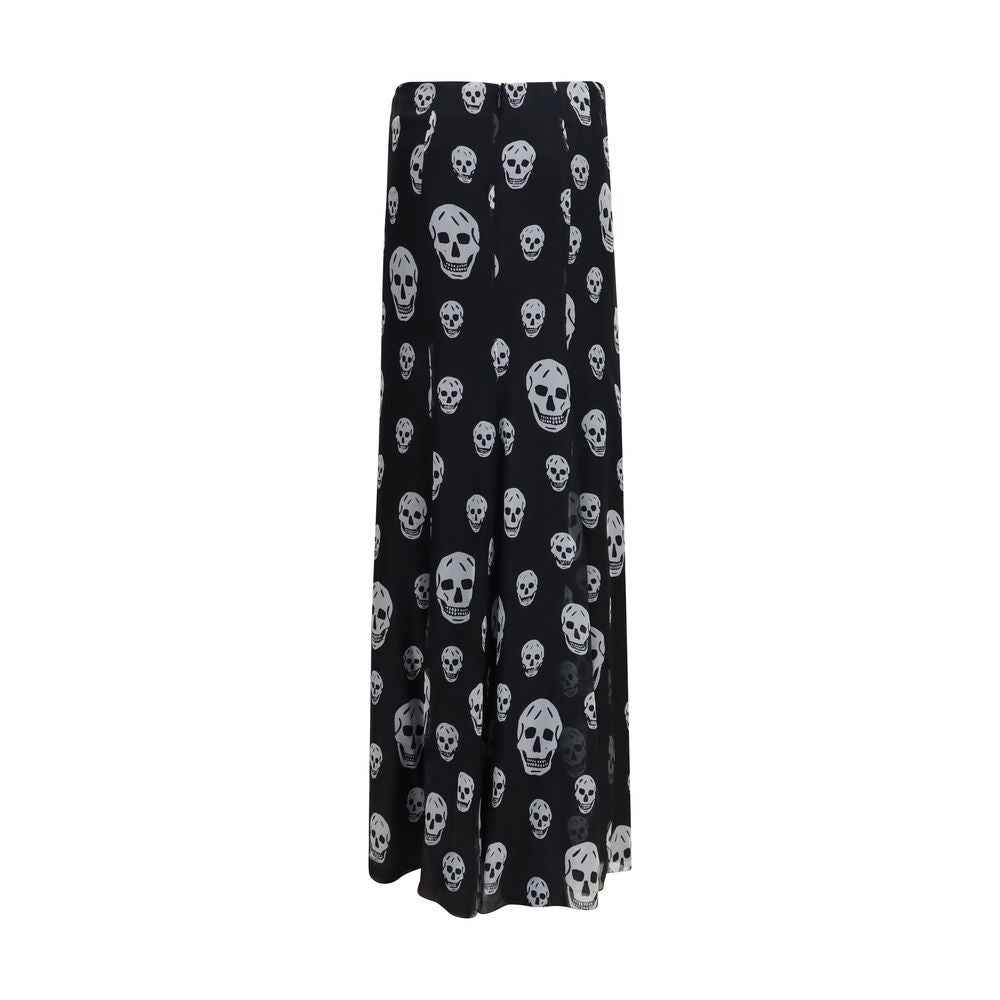 Alexander McQueen Black Silk Long Skirt
