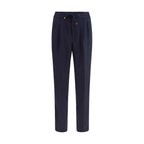 Brunello Cucinelli Blue Wool Oves Aries Casual Pants