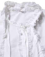Dolce & Gabbana White Ruffled Lace Embellished Blouse Top