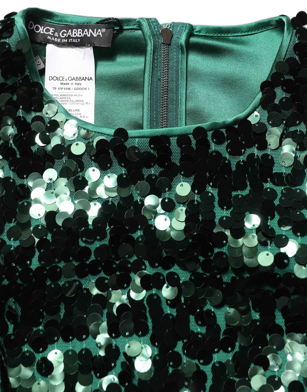 Dolce & Gabbana Green Sequined Long Sleeves Crop Blouse Top
