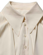 Dolce & Gabbana Off White Ascot Collar Long Sleeves Blouse Top